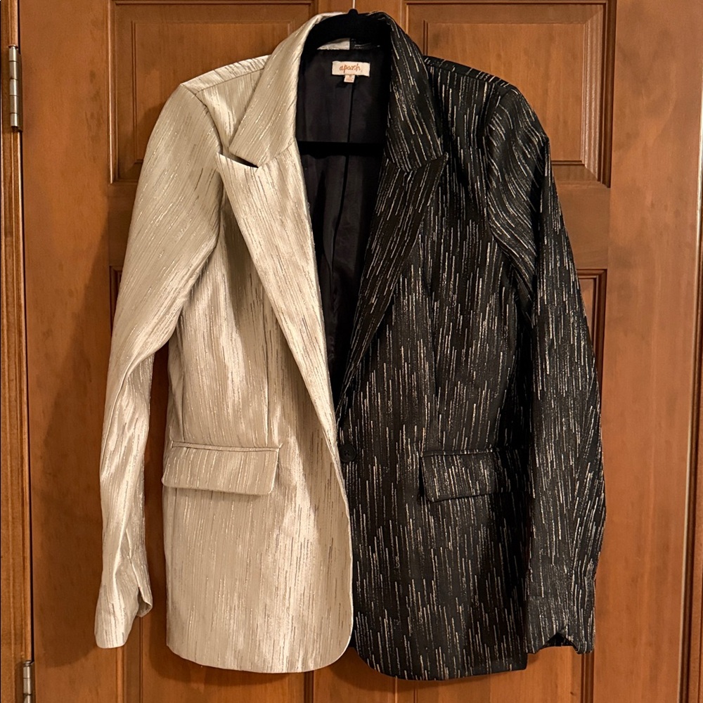 Zara Black and Cream Textured Blazer